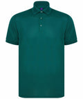 The Henbury HB465 is a green polo shirt featuring short sleeves and a three-button placket.