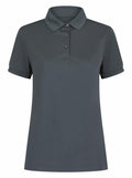 The product image features the Henbury HB466, a dark gray short-sleeve polo shirt with a collar and three buttons, displayed against a plain white background.