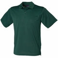 The Henbury HB475 is a plain dark green polo shirt on a white background, featuring short sleeves, a collar, and a buttoned neckline.