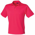 The HB475 by Henbury is a vibrant red polo shirt, featuring a collar and short sleeves, elegantly displayed against a white background.