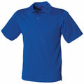 The HB475, a short-sleeve blue polo shirt with a collar from Henbury, is displayed against a white background.