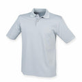 The HB475 by Henbury is a light gray short-sleeve polo shirt displayed on a plain white background. It features a classic collar and several buttons at the top, characteristic of traditional polo shirt designs.