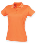 The product is a Henbury HB476, an orange polo shirt set against a plain white background. It features short sleeves and a collar with buttons.