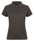 The Henbury HB476 is a dark green, short-sleeve polo shirt featuring a collar and button placket, presented on a white background.