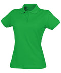 A Henbury HB476 women's polo shirt in green, featuring short sleeves and a collar, displayed on a white background.