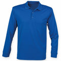A Henbury HB478 shirt in blue featuring long sleeves, a collar, and a button placket is displayed against a plain white background.