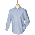 Henbury HB510 light blue long sleeve button-down shirt displayed on a mannequin.
