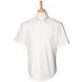 The Henbury HB515 short-sleeve button-up shirt is showcased on a mannequin against a plain background.