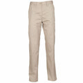 Henbury's HB641 are beige straight-leg khaki pants featuring a front button and zipper closure.