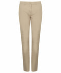The Henbury HB651 chinos are a beige pair featuring a button and zip closure, belt loops, and two front pockets.