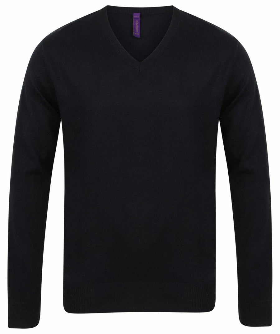 HB720 V-neck sweater with long sleeves by Henbury, displayed on a white background.
