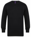 HB725 by Henbury, a black crew-neck sweater, displayed on a plain white background.