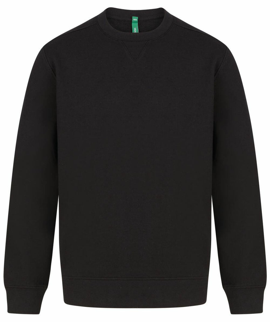 The Henbury HB840 is a plain crewneck sweatshirt in black with long sleeves.