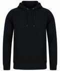 Henbury's HB841 black hoodie features a front pocket and a drawstring hood, presented against a plain white background.