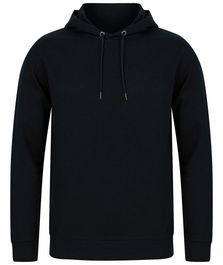 Henbury's HB841 black hoodie features a front pocket and a drawstring hood, presented against a plain white background.