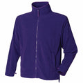 The HB850 by Henbury is a purple fleece jacket featuring a high collar, a full-length zipper, and two side pockets. It is displayed against a plain white background.