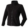 Henbury's HB851 is a black zip-up fleece jacket featuring a high collar and long sleeves, displayed against a plain white backdrop.