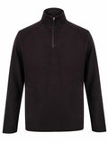 A black Henbury HB858 quarter-zip fleece pullover with long sleeves.