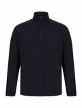 A Henbury HB858 pullover fleece jacket in black featuring a quarter-zip closure and two zippered side pockets.