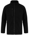 Henbury HB860 zip-up fleece jacket in black, featuring a high collar and three pockets.