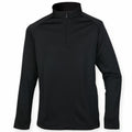 A black HB862 long-sleeve pullover with a quarter-zip collar by Henbury displayed on a white background.