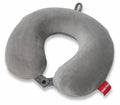 The Home & Living HL037 gray U-shaped travel neck pillow features a snap closure and a convenient loop for hanging.