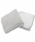 Two folded washcloths, one light gray and one white, each with a gray trim featuring a subtle dot pattern, placed side by side. This is the HL182 by Home & Living.