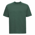A Russell J010M short-sleeved T-shirt in plain green on a white background.