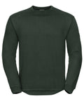 A plain dark green long-sleeve Russell pullover, model J013M, on a white background.