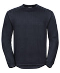 Introducing the J013M by Russell: This sleek, plain black sweatshirt features a comfortable long-sleeved design with a crew neck, set against a crisp white background. Crafted from soft fabric, it's ideal for casual everyday wear.