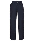 The Russell J015M cargo pants are showcased against a white background, featuring multiple side pockets and secured with a button closure at the top.