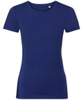 A solid navy blue short-sleeve T-shirt by Russell, product code J108F.