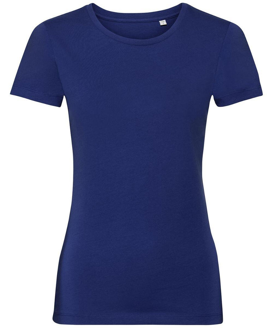 A solid navy blue short-sleeve T-shirt by Russell, product code J108F.