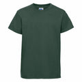 A Russell J180B T-shirt in a dark green color is displayed against a white background.