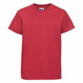 A Russell J180B short-sleeve T-shirt in plain red on a white background.