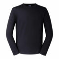 A plain black long-sleeve T-shirt, the J180L by Russell, displayed on a white background in a straight, frontal view.