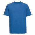 A Russell J180M t-shirt in plain blue set against a white background.