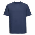 A Russell J180M navy blue T-shirt displayed on a white background.