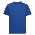 A Russell J215M T-shirt featuring a plain blue design with short sleeves and a crew neckline.