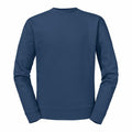 The J262M by Russell is a plain teal sweatshirt showcased against a white background. It includes long sleeves and a round neckline, complemented by ribbed cuffs and hem. This sweatshirt is free of any visible logos or designs.