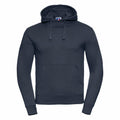 A Russell J265M plain dark gray hoodie featuring a front pocket and drawstring hood, shown against a white background.