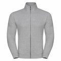Product Description: The Russell J267M jacket is a light gray zip-up with a high collar, showcased against a white background. It features long sleeves and boasts a simple, sleek design.