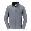 The J420M by Russell is a gray zip-up jacket featuring a stand-up collar, displayed against a plain white background.