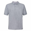 The J539M from Russell is a plain gray polo shirt featuring short sleeves, a classic collar, and a two-button placket. This simple design is ideal for both casual and semi-formal occasions, with its soft and lightweight fabric ensuring comfort.
