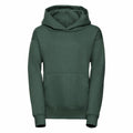 A Russell J575B hoodie in plain green with a front pocket and hood, shown against a white background.