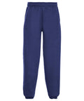 The Russell J750B navy blue sweatpants feature an elastic waistband and cuffs, displayed against a plain white background.