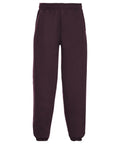 Russell's J750B sweatpants, in dark purple, feature an elastic waistband and ankle cuffs, displayed against a white background.