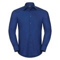 Russell Collection's J922M is a solid navy blue, long-sleeve button-up dress shirt.