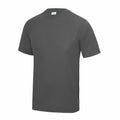 AWDis Just Cool's JC001 is a plain gray T-shirt featuring short sleeves and a round neckline, showcased against a white background.