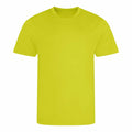 A JC001 T-shirt from AWDis Just Cool in a vibrant yellow color set against a white background.